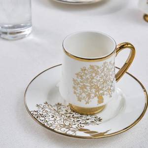 Karaca Autumn 6-piece Coffee Cup Set 90 Ml | White And Gold Accent