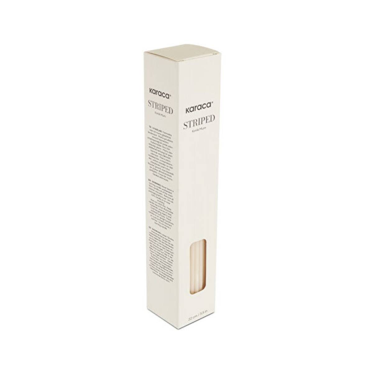 Karaca Home Striped Taper Candle 22 Cm - Beige | Elegant Decorative Candle
