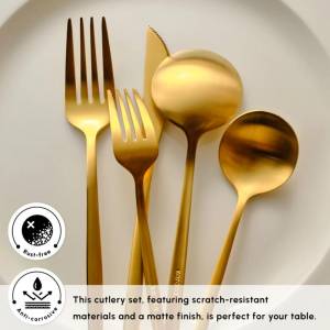 Karaca Orion 30-piece Cutlery Set For 6 People - Matte Gold | 18/10 Stainless Steel, 153.03.08.1900