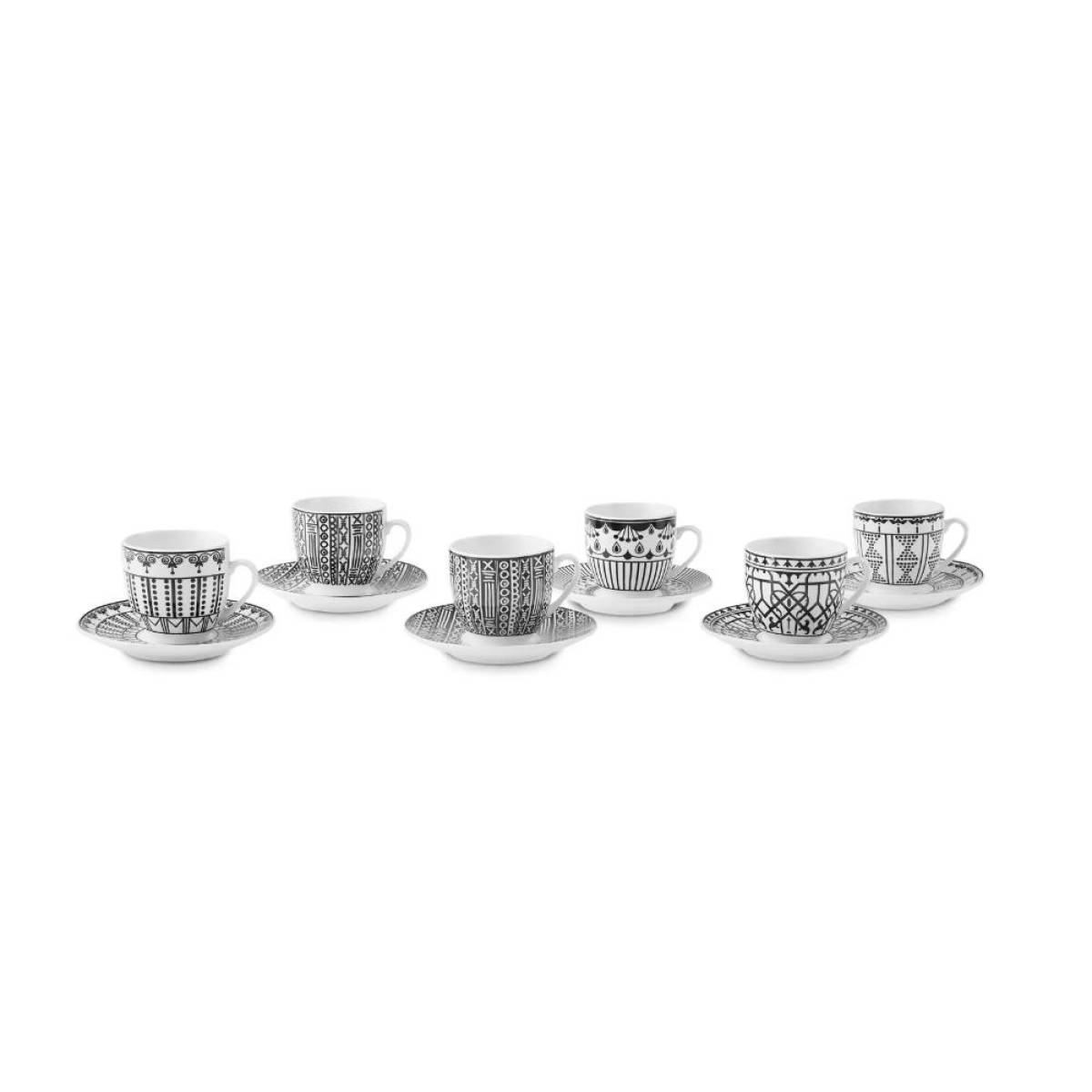 Karaca Altos 6-piece Coffee Cup Set With Metal Stand - 90 Ml | Bone Porcelain