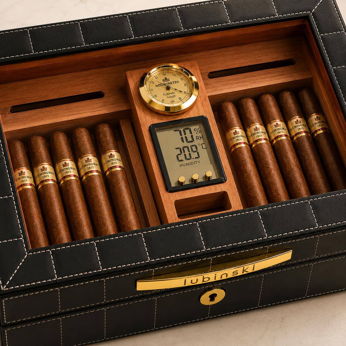 Hemingway Lubinski Cigar Humidor – 50 Cigar Luxury Storage Box, Hmw-yja60011
