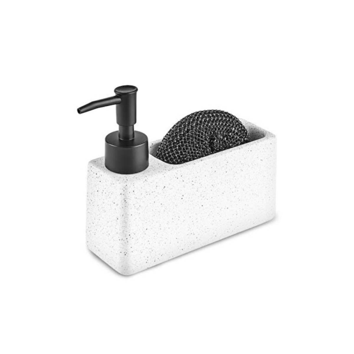 Karaca Kris 2-piece Soap Dispenser And Sponge White Holder Set 370 Ml