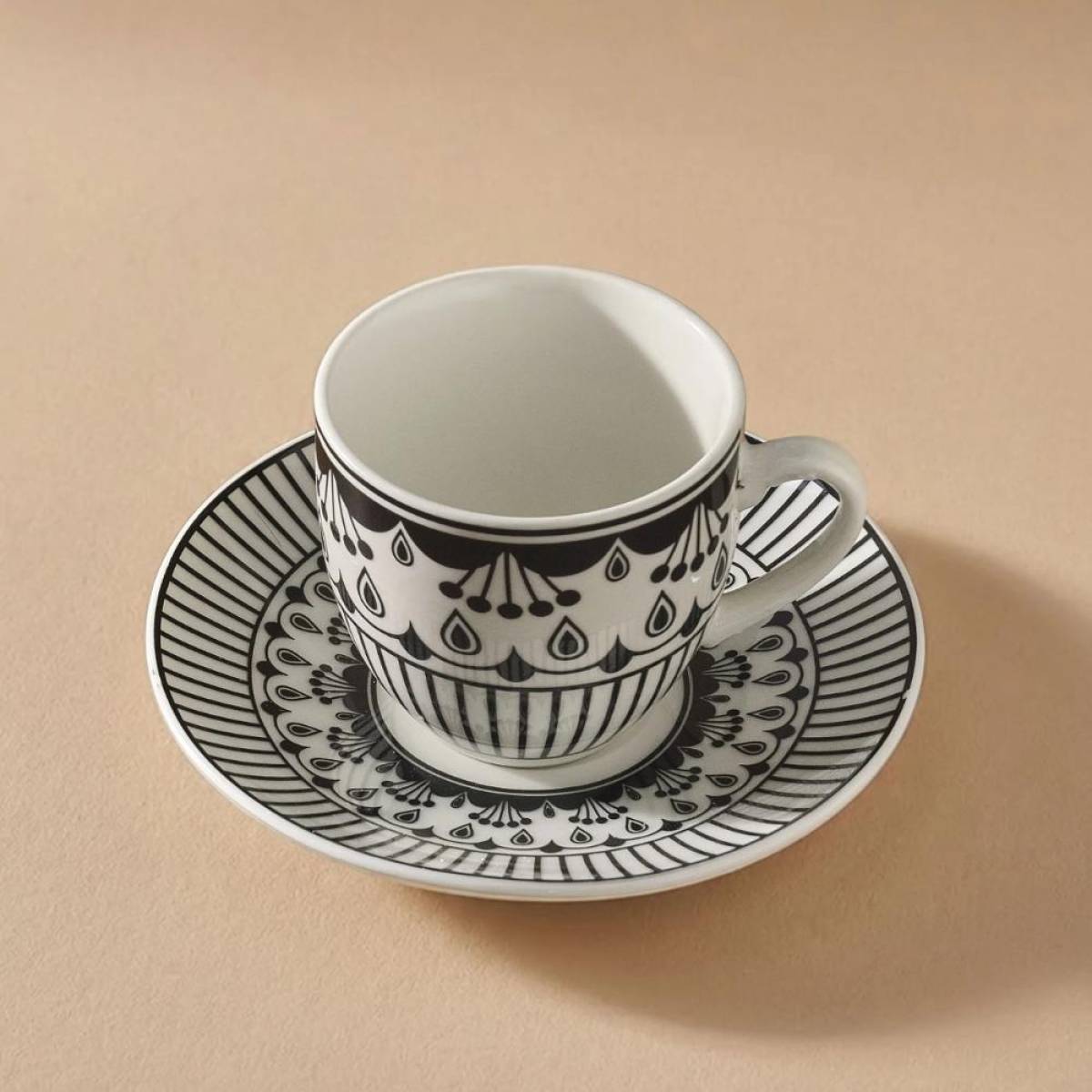 Karaca Altos 6-piece Coffee Cup Set With Metal Stand - 90 Ml | Bone Porcelain