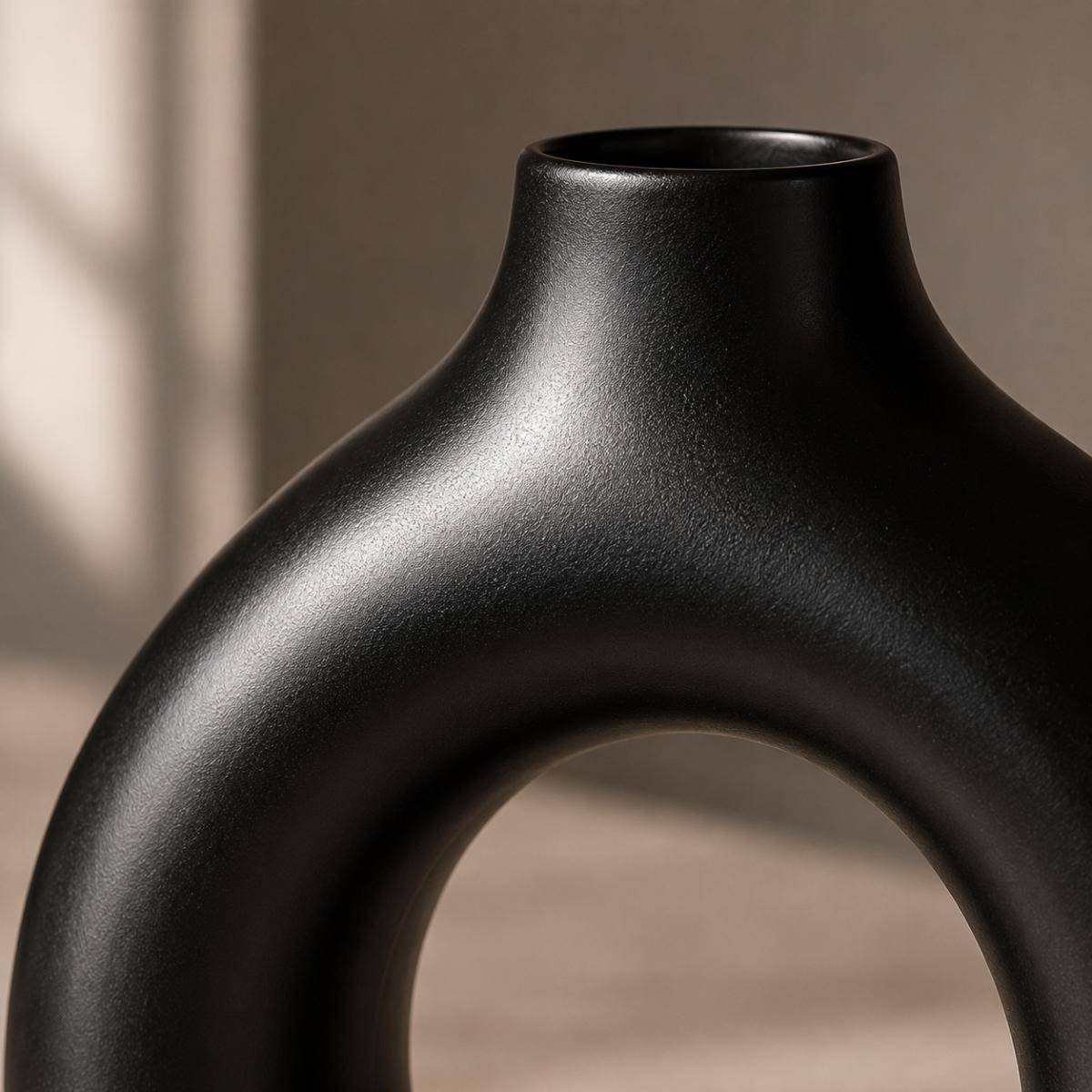 Modern Minimalist Black Decorative Vase, K205-1BLK