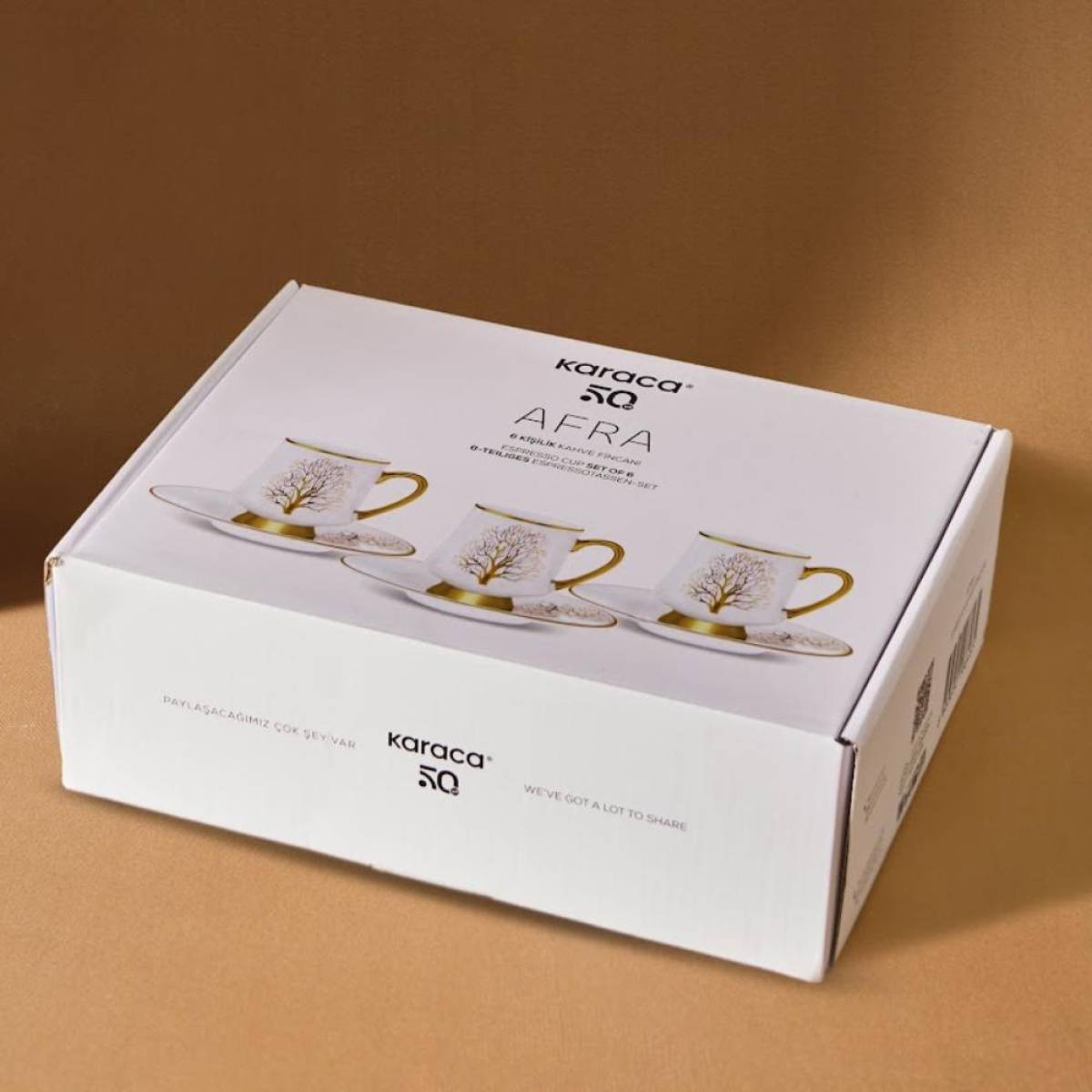 Karaca Afra 6-piece Coffee Cup Set - 90 Ml | Bone Porcelain Espresso Set