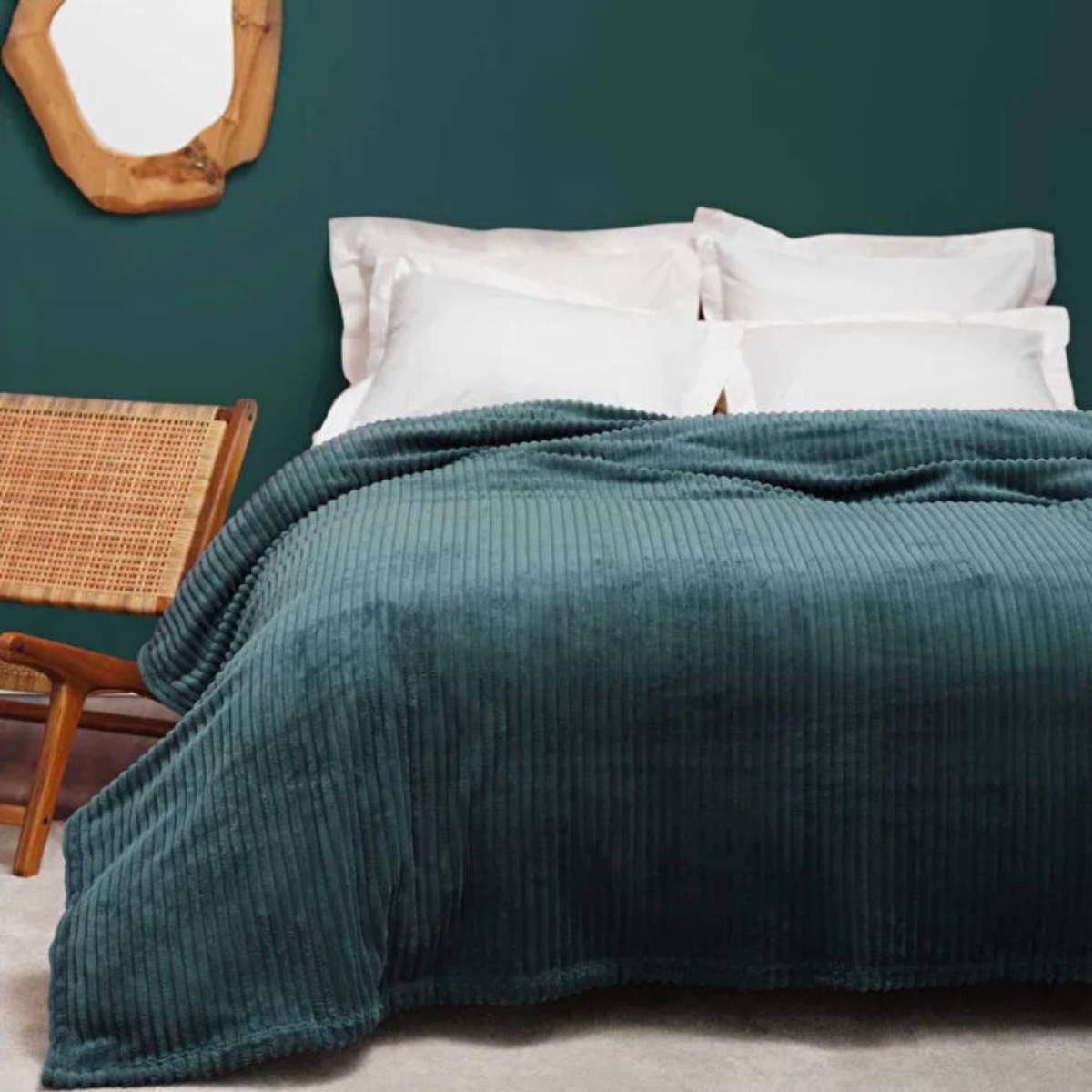 Karaca Home Joena Petrol Double Blanket 200x220 Cm - Lightweight Soft Polyester,