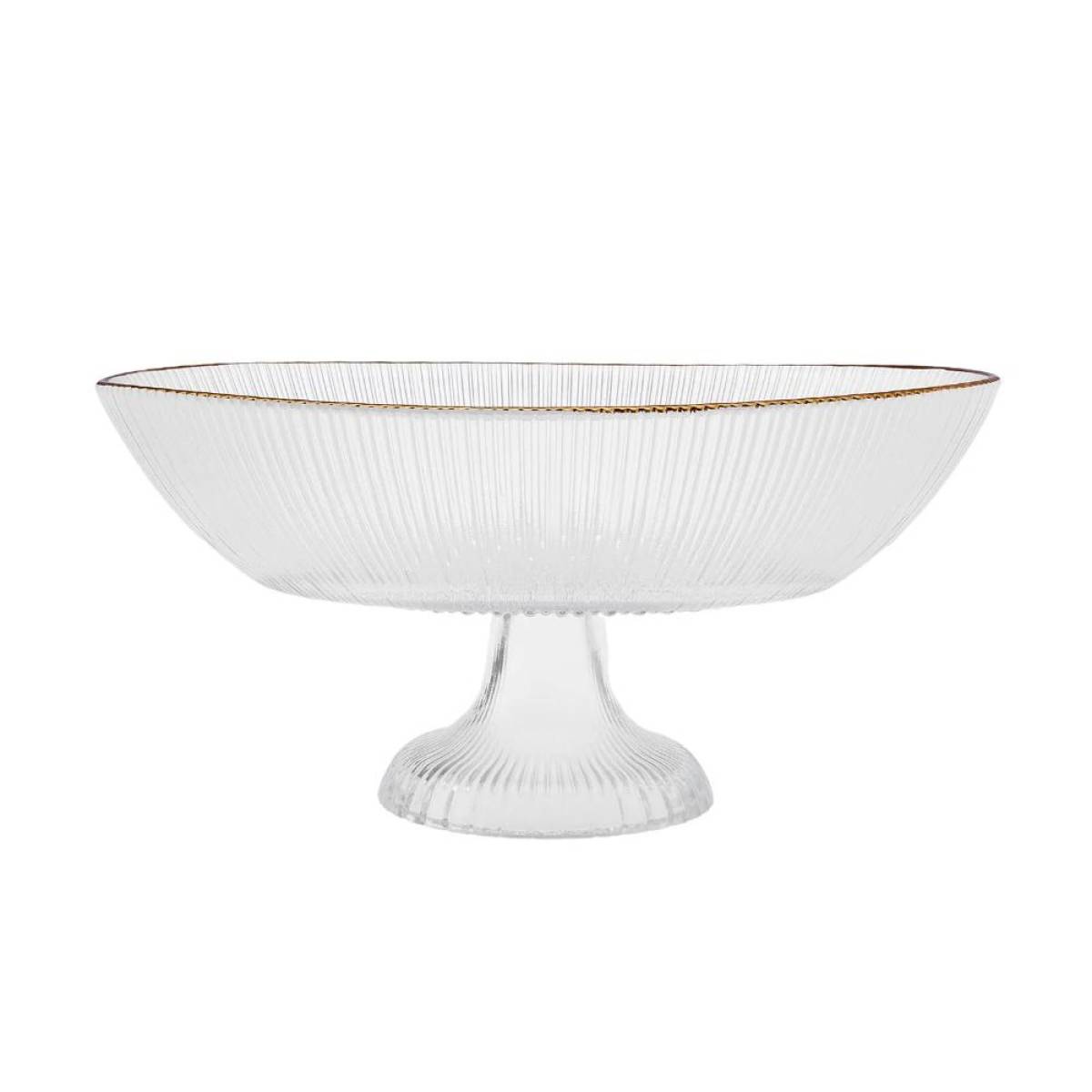 Karaca Pierre 3-piece Glass Serving Set - Plain Gold Gilded | Elegant Serving Stand, 153.09.01.3136