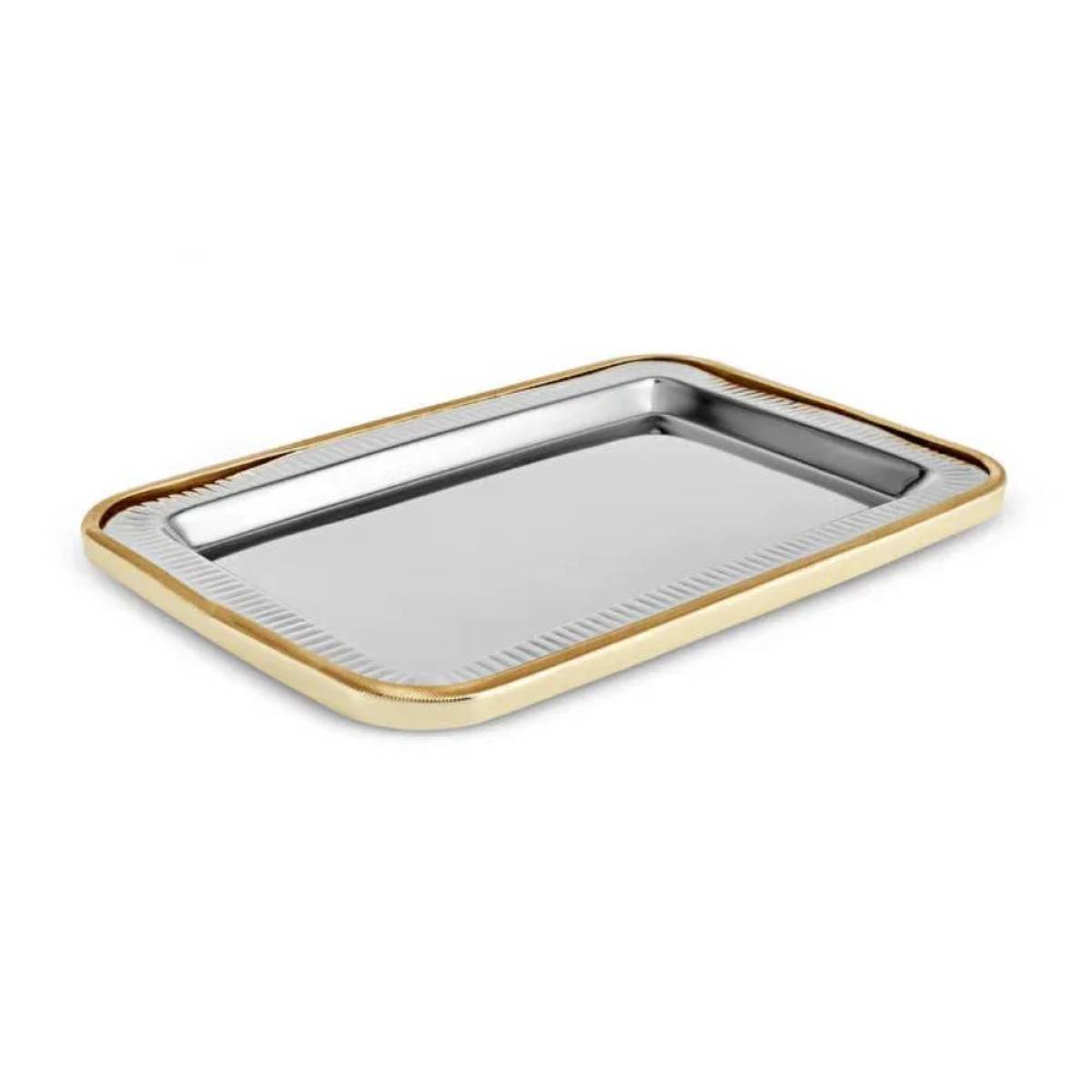Karaca Ring Decorative Rectangular Tray 42×30 Cm - Silver/gold