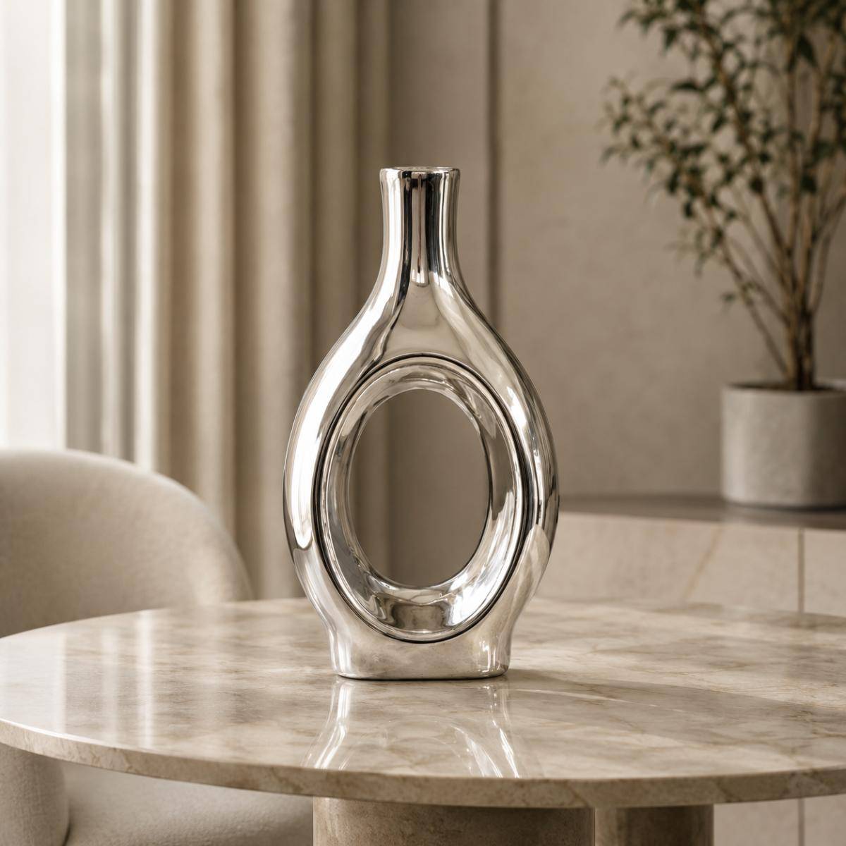 Luxe Chrome Sculptural Vase, SK547SL