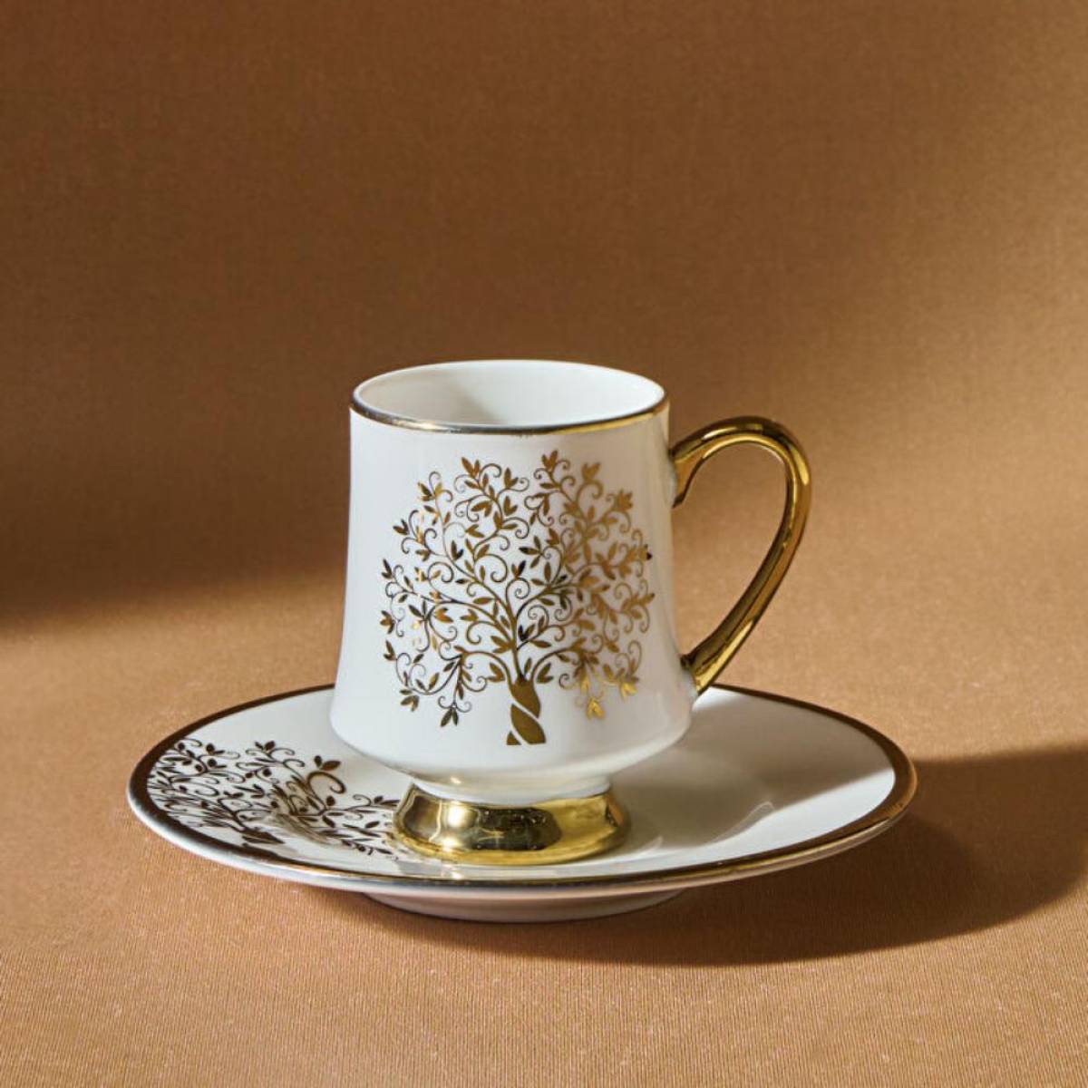 Karaca Autumn 6-piece Coffee Cup Set 90 Ml | White And Gold Accent
