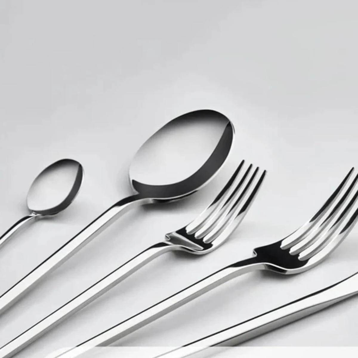Karaca Look 84-Piece 316+ Stainless Steel Cutlery Set for 12 Persons – Silver, 15.03.08.1399