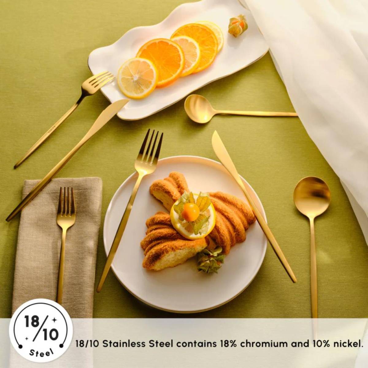 Karaca Orion 30-piece Cutlery Set For 6 People - Matte Gold | 18/10 Stainless Steel, 153.03.08.1900