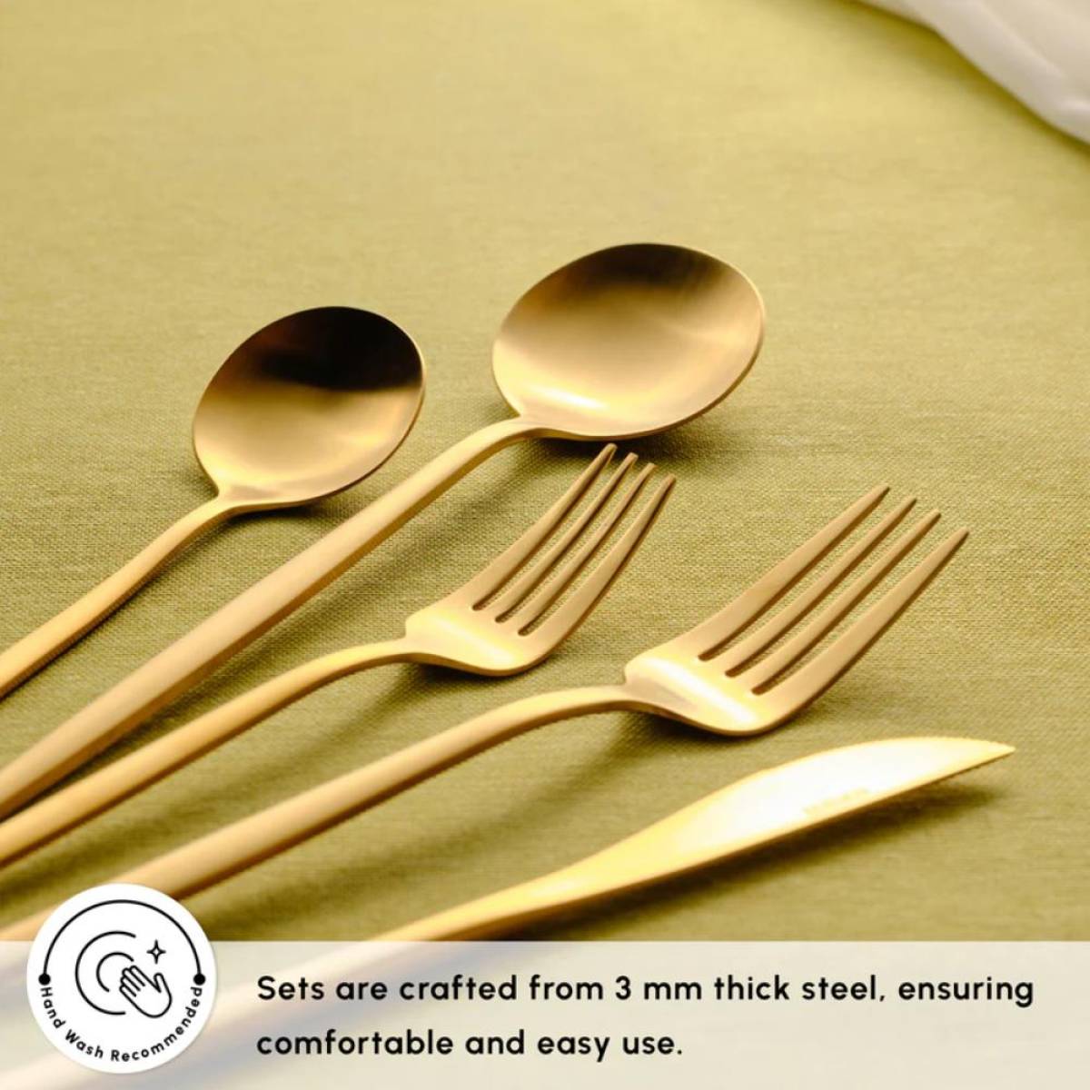 Karaca Orion 30-piece Cutlery Set For 6 People - Matte Gold | 18/10 Stainless Steel, 153.03.08.1900