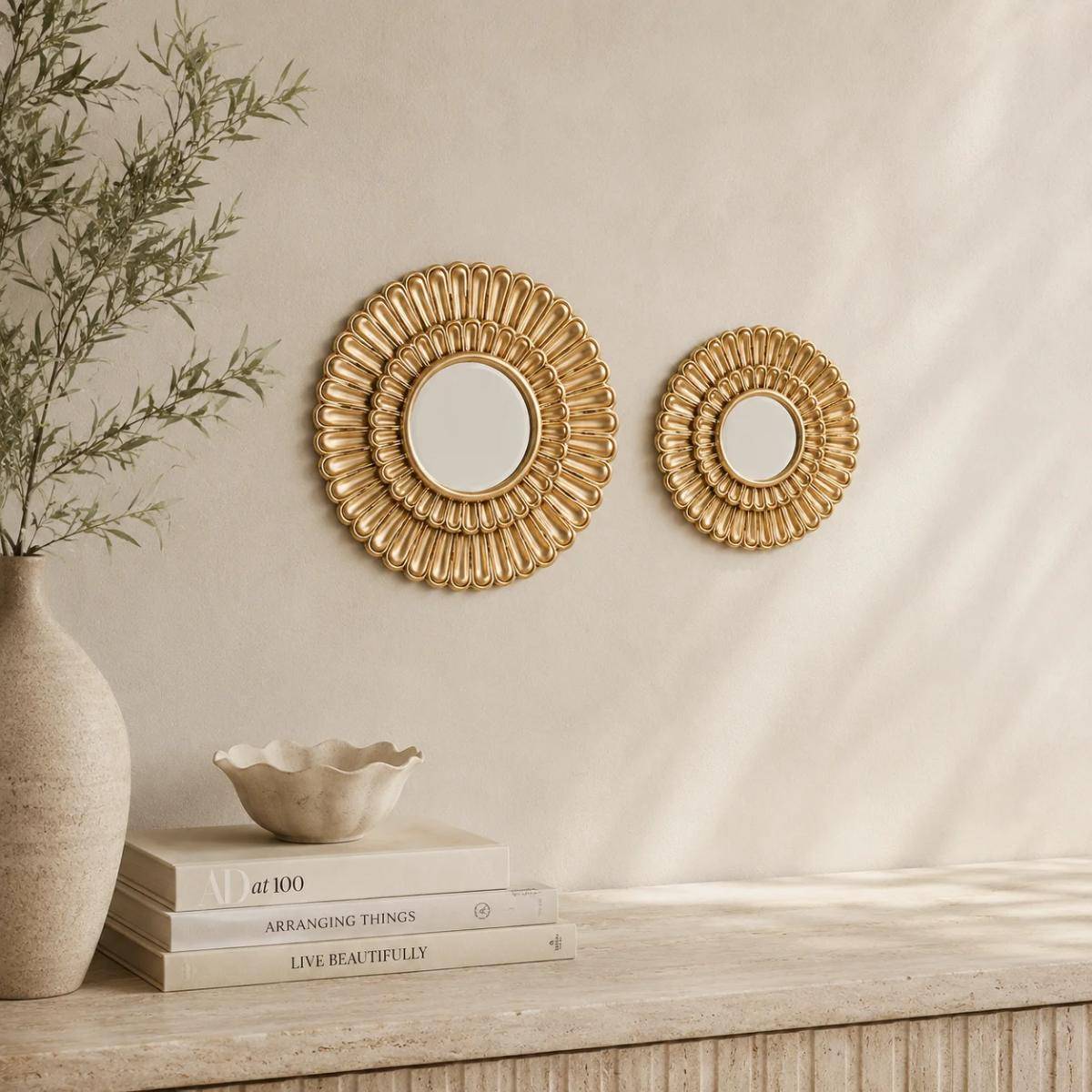 Karaca Elenor Gold Decorative Wall Mirror 21.5 Cm