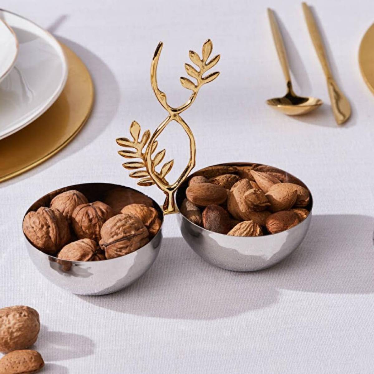 Karaca New Year Carmenta Set Of 2 Snack Bowls - Silver/gold Accent