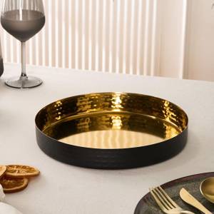 Karaca Arven Decorative Tray 26 Cm - Black/ Gold