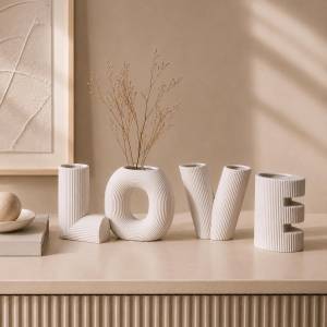 LOVE Sculptural Vase Set – White Minimalist Décor Collection, SK869