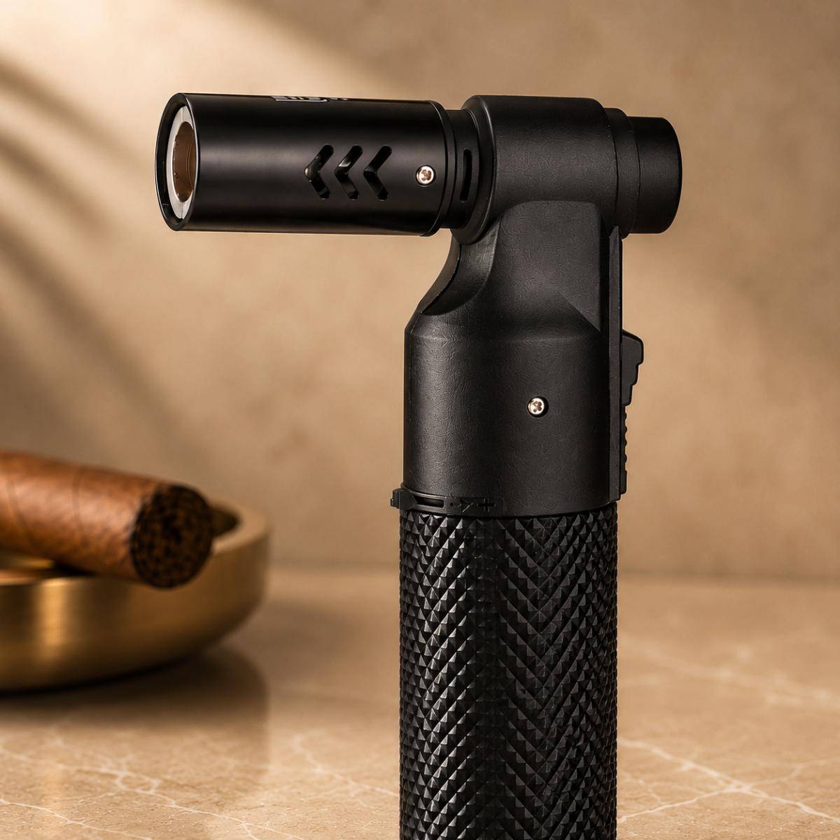 Hemingway Carbon Fiber Jet Flame Cigar Lighter – Black, 803bk
