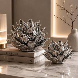 Luxury Chrome Lotus Decorative Sculpture – Large, QX1019SL