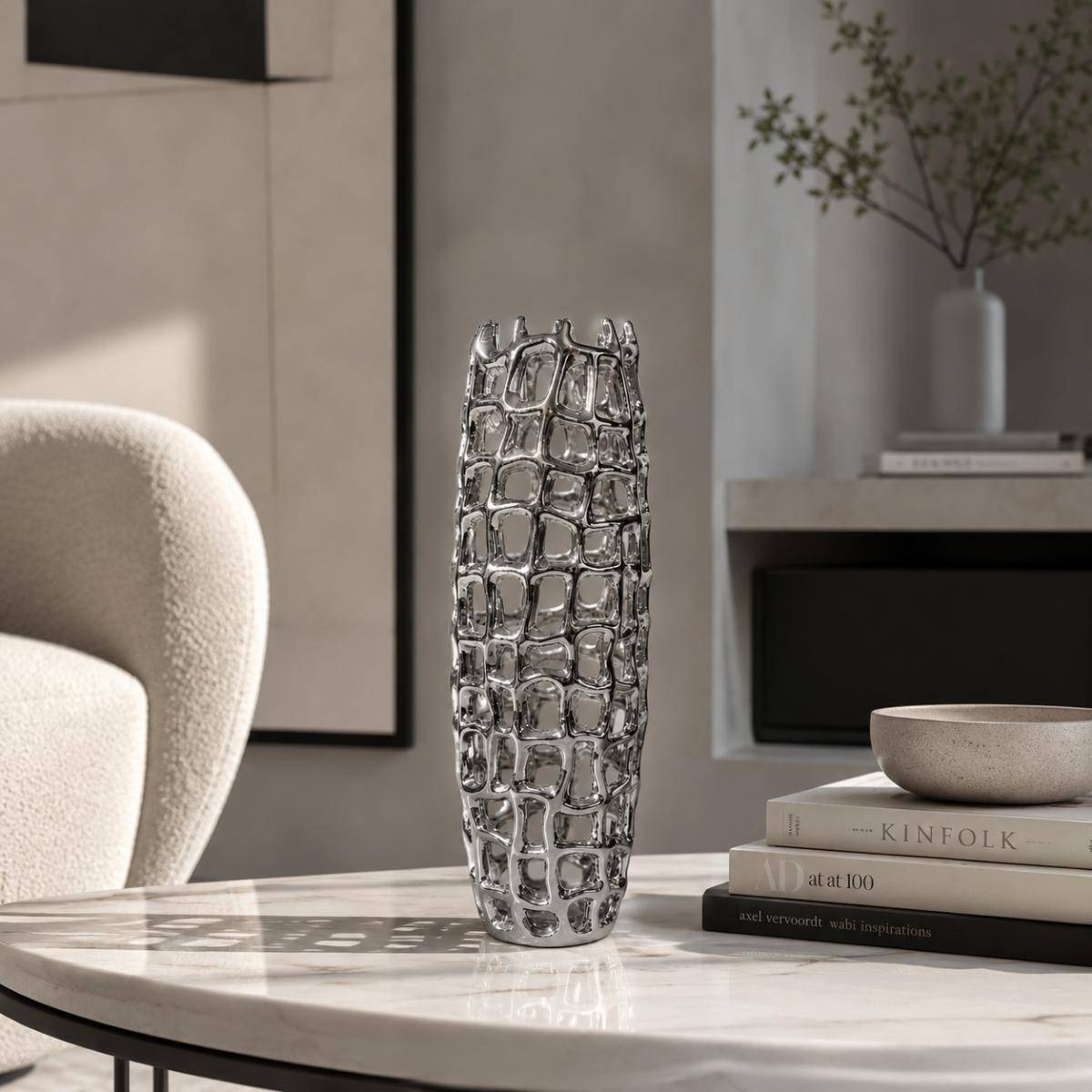 Luxe Openwork Silver Sculptural Vase 40 cm, K331-1SL