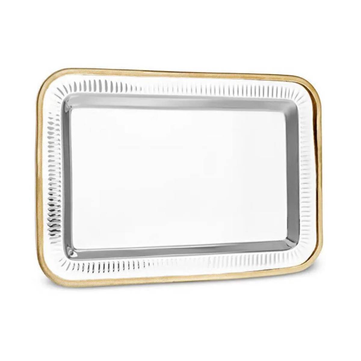 Karaca Ring Decorative Rectangular Tray 42×30 Cm - Silver/gold
