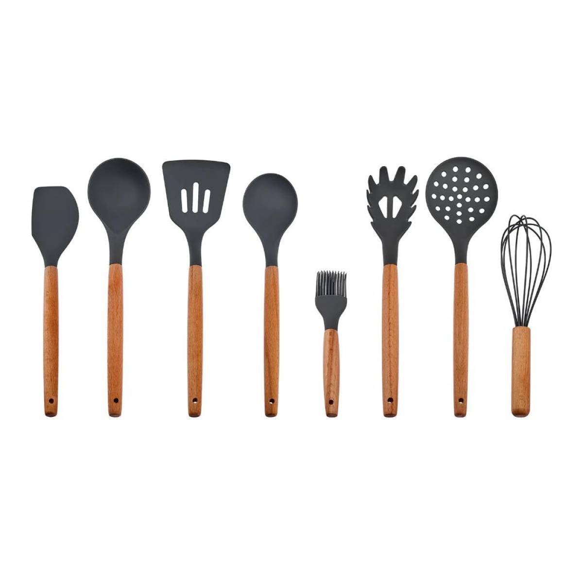 Karaca Burby 14-piece Knife And Serving Set - Grey | Soft Touch Block