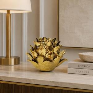 Luxury Golden Lotus Decorative Sculpture – Medium, QX1020GD