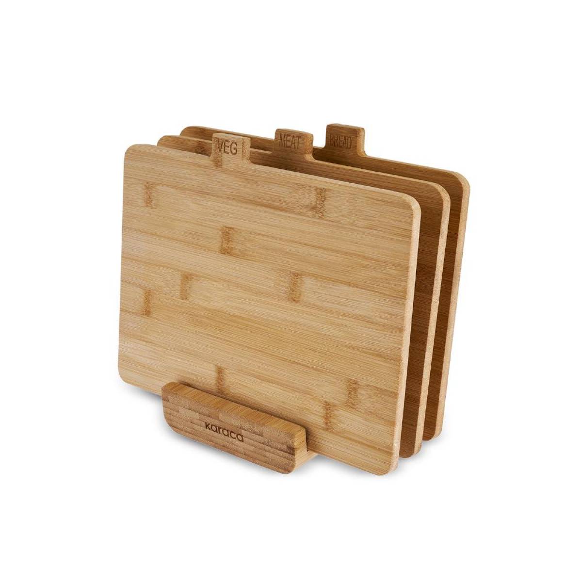 Karaca Arel 4-piece Bamboo Cutting Board Set | With Storage Holder