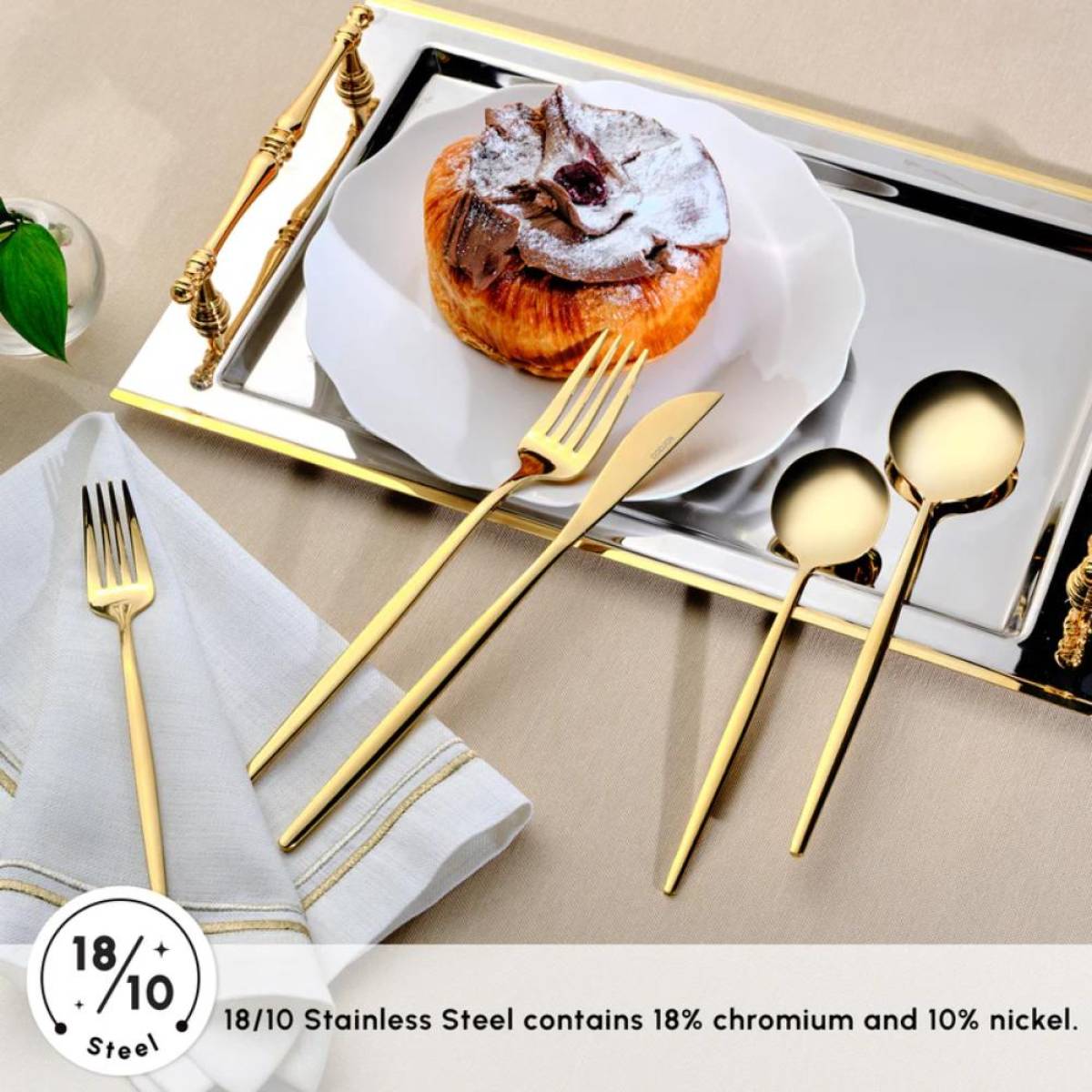 Karaca Orion 30-piece Cutlery Set For 6 People - Shiny Gold | 18/10 Stainless Steel (304 Grade), 153.03.08.1902