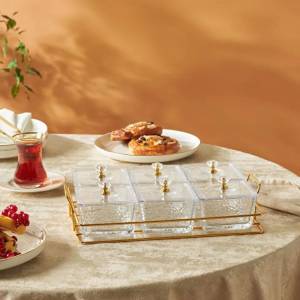 Karaca Maria 6-piece Decorative Serving Bowls Set With Lids And Tray