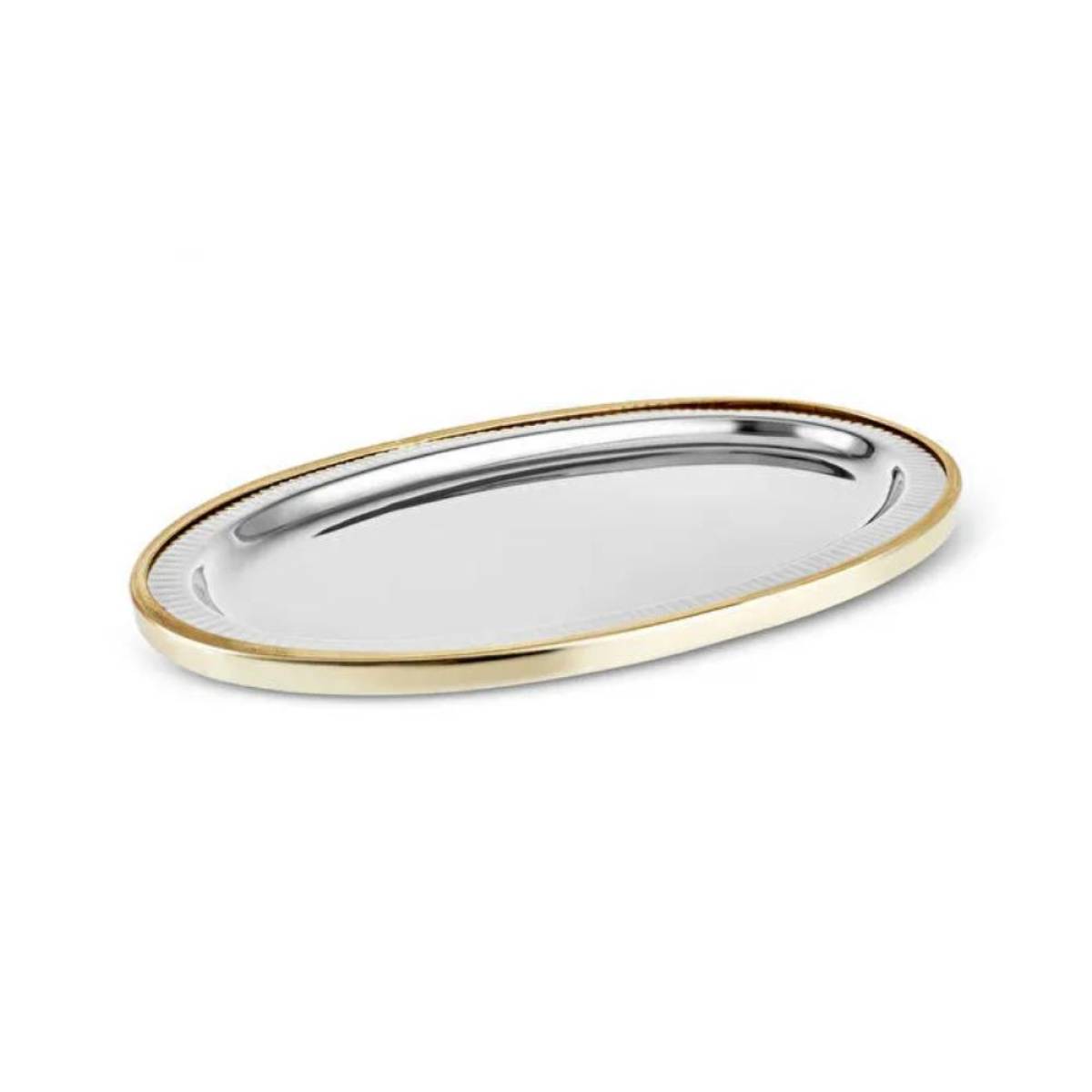 Karaca Ring Decorative Oval Tray 39×23 Cm - Silver/gold, 8683650362678