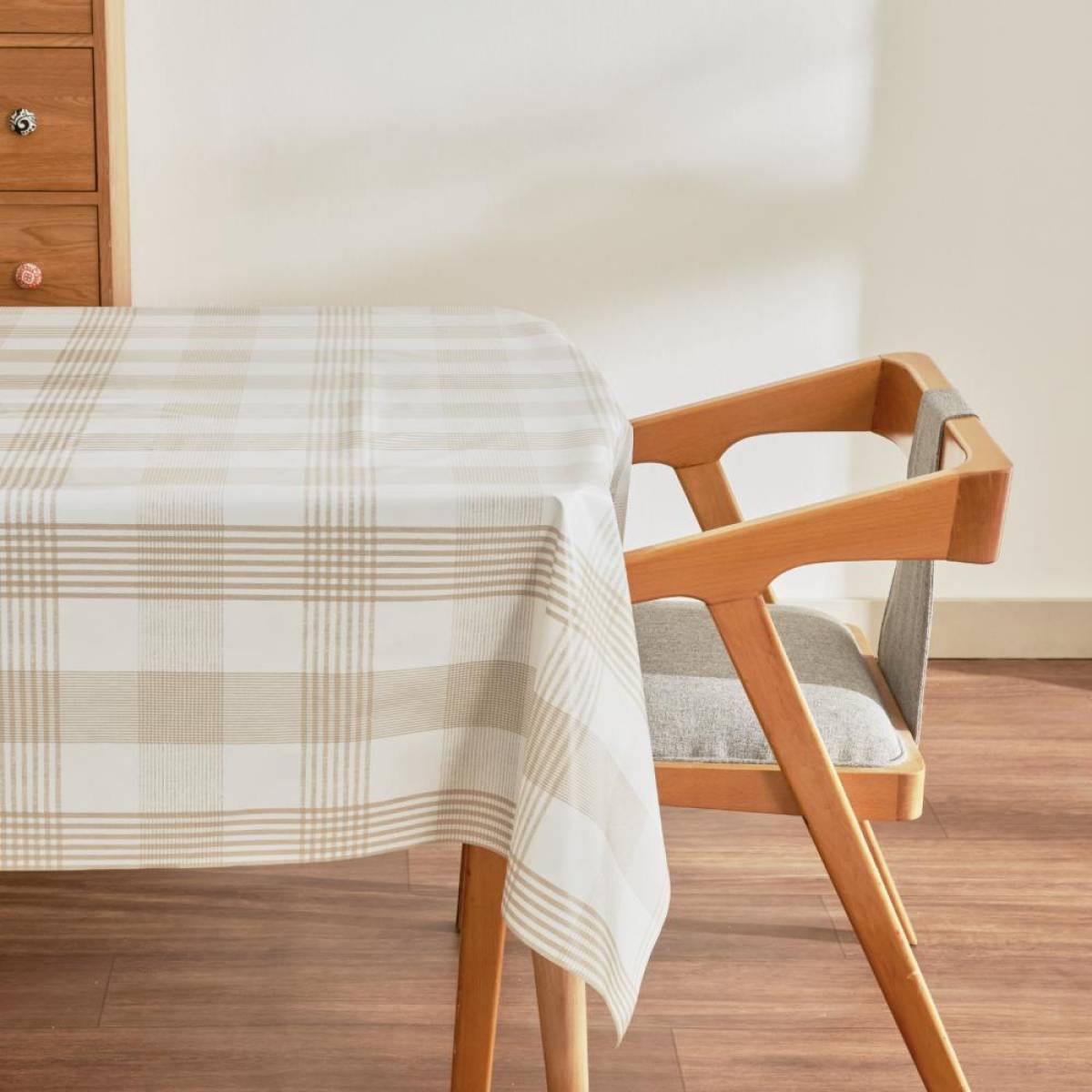Karaca Home Luna Plaid Pvc Tablecloth 100x140 Cm - Beige/white