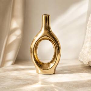 Gold Sculptural Hollow Vase – Modern Luxury Décor Accent, SK547GD