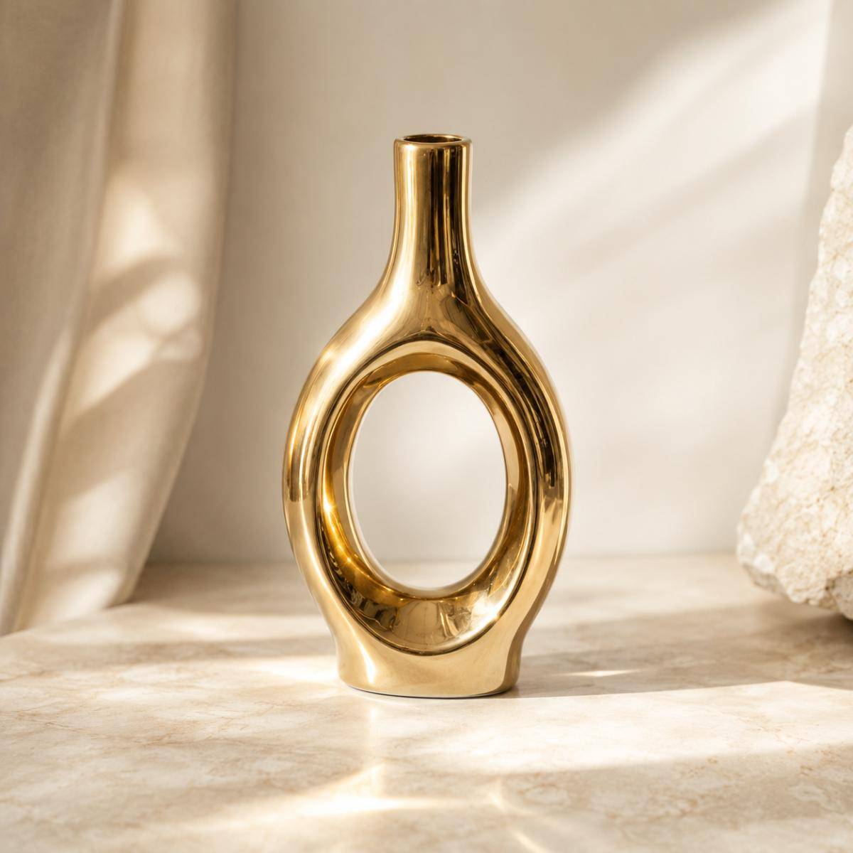 Gold Sculptural Hollow Vase – Modern Luxury Décor Accent, SK547GD