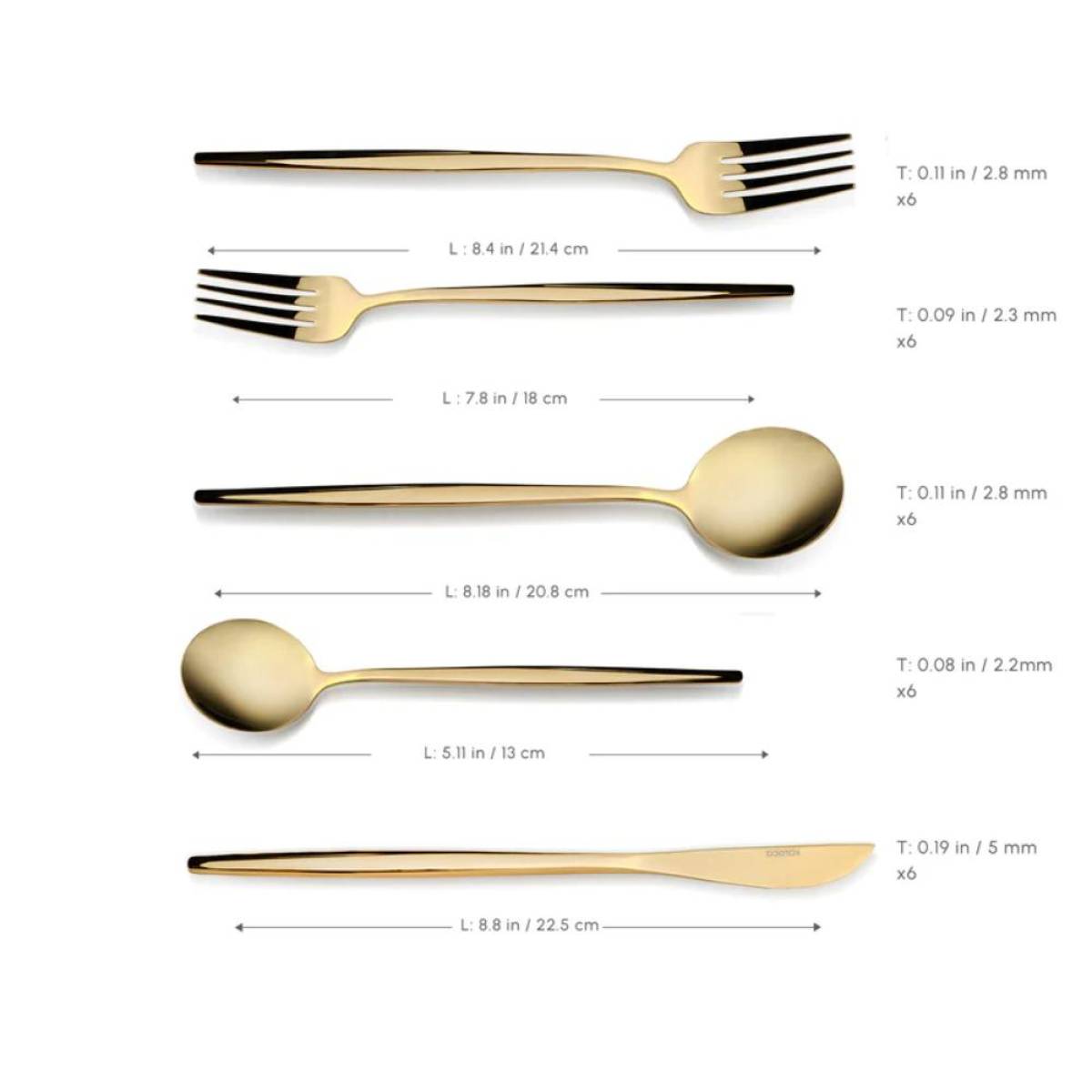 Karaca Orion 30-piece Cutlery Set For 6 People - Shiny Gold | 18/10 Stainless Steel (304 Grade), 153.03.08.1902