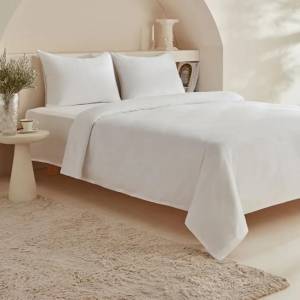 Karaca Home Vinas 80 Thread Count Cotton White Double Duvet Cover Set - Satin Trim