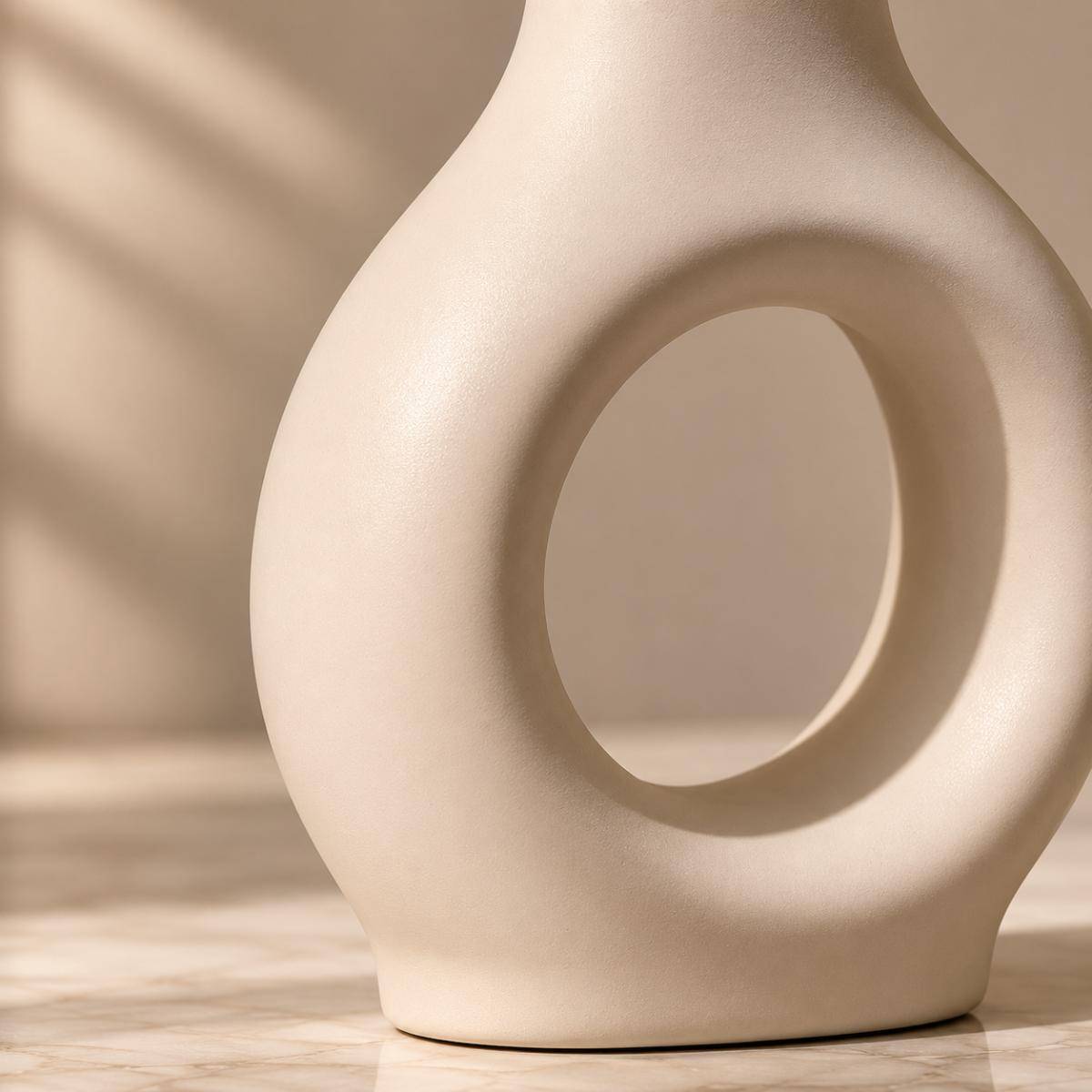 Ivory Sculptural Hollow Vase – Modern Minimalist Décor Accent, SK546B