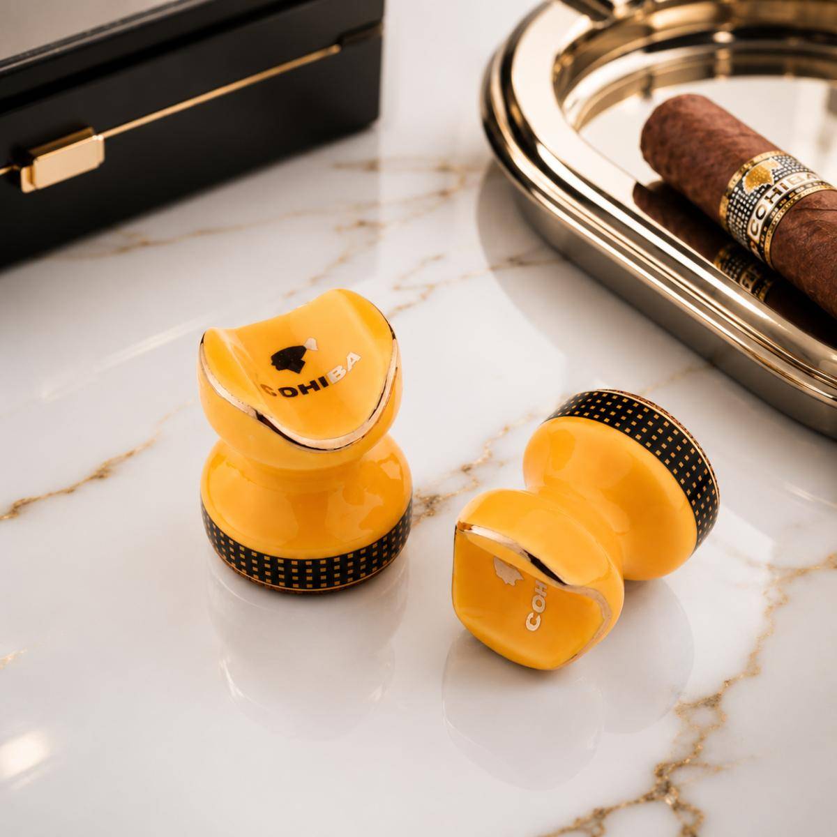 Cohiba Ceramic Cigar Holder – Luxury Yellow Edition, P1302