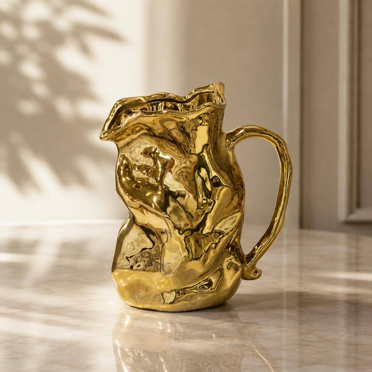 Luxe Gold Sculptural Ceramic Vase, SK563GD