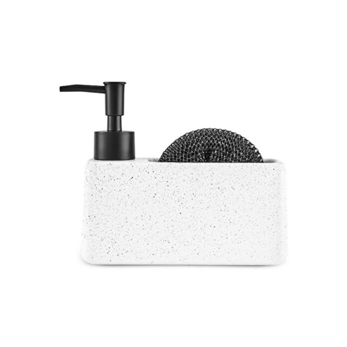 Karaca Kris 2-piece Soap Dispenser And Sponge White Holder Set 370 Ml