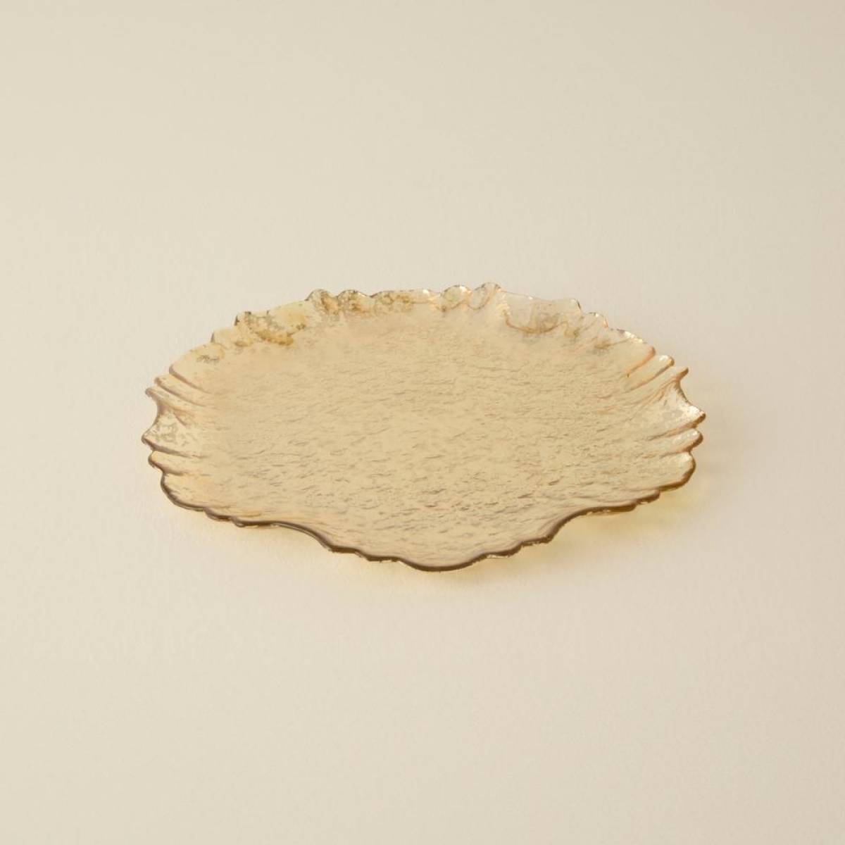Karaca Home Jolie Decorative Plate 31 Cm - Gold Textured Scalloped Design
