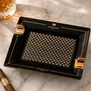 Hemingway Luxury Ceramic Cigar Ashtray – Black & Gold Edition, Hmw-ha001