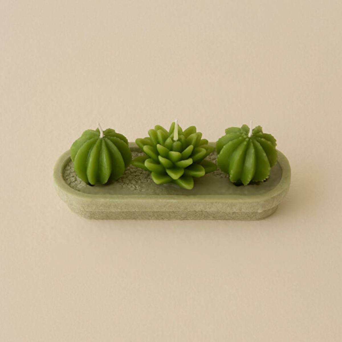 Karaca Home Oasis 3-piece Cactus Candle Set | Decorative Wax Candles