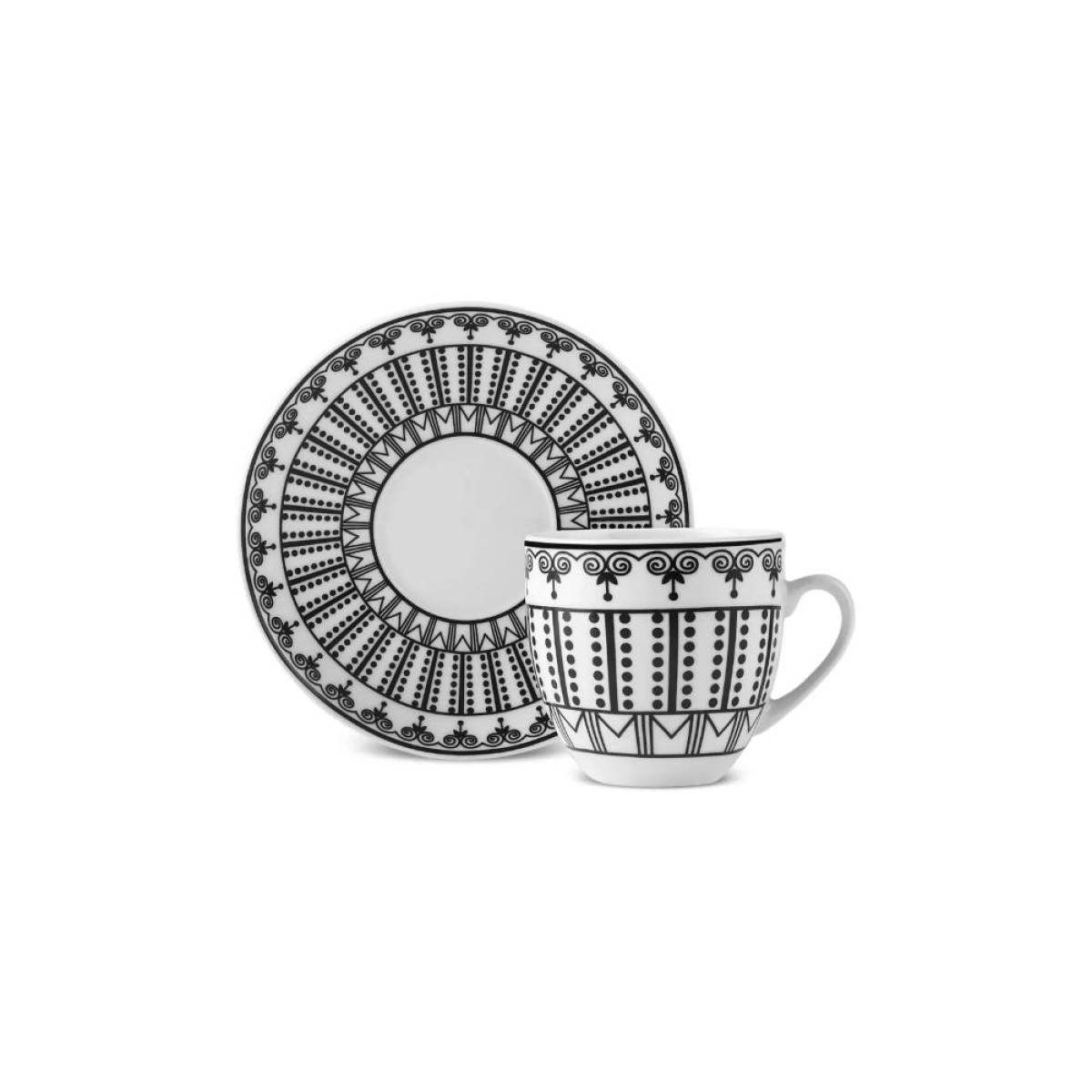 Karaca Altos 6-piece Coffee Cup Set With Metal Stand - 90 Ml | Bone Porcelain