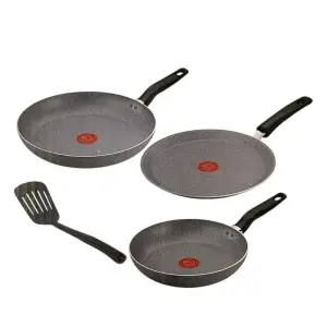Tefal Natura Marble, Set Of 4 Pieces Frying Pans 20cm & 24cm, Pancake Pan 25cm & Spatula