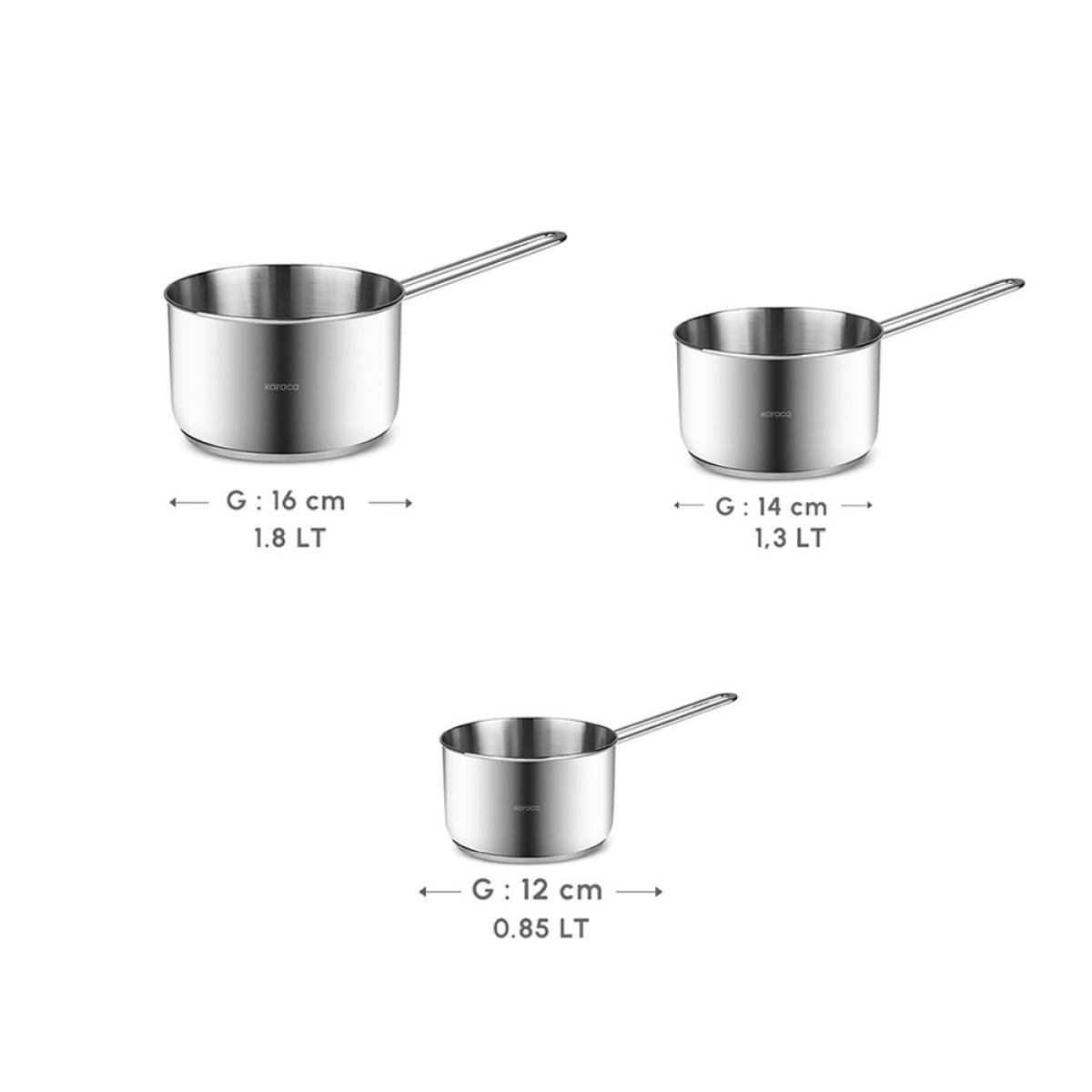 Karaca Fiorino Induction Based 3-piece Mini Milk Jug Set, 153.09.01.8578