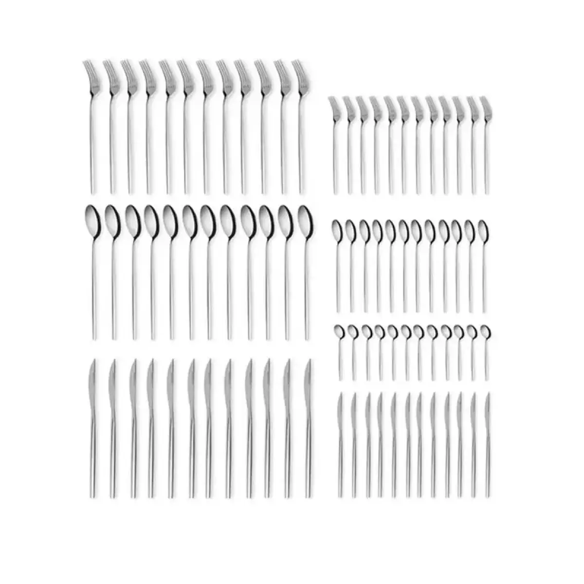 Karaca Mild 84-piece 316+ Stainless Steel Cutlery Set For 12 People - Silver, 153.03.08.1817
