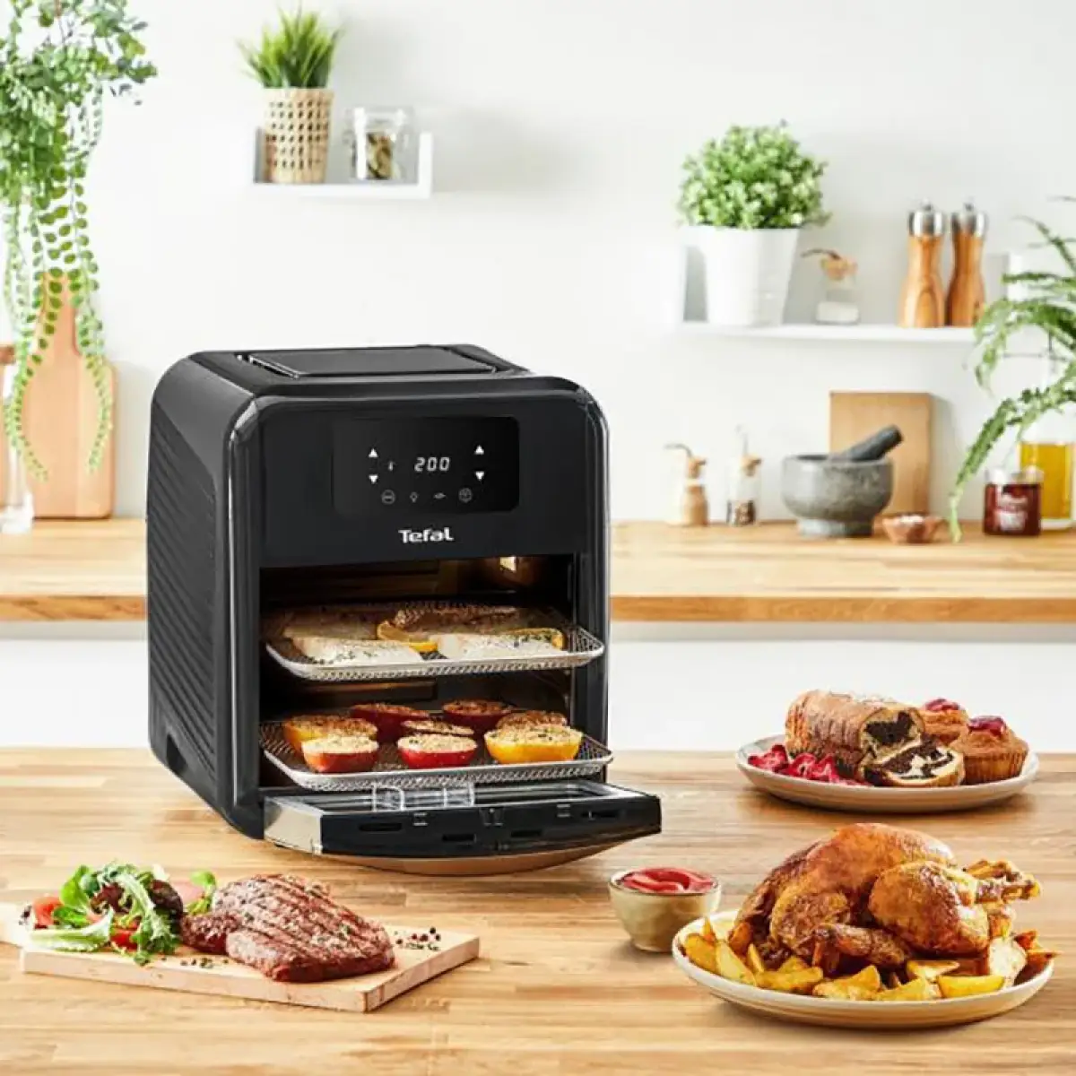 Tefal Easy Fry Oven & Grill, 2000w - Black, Digital, 1,6kg | 9 In 1