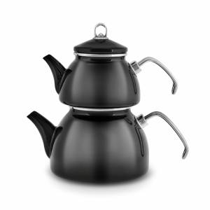 Karaca Loreto Enamel Teapot Set - Black, 8683650326236