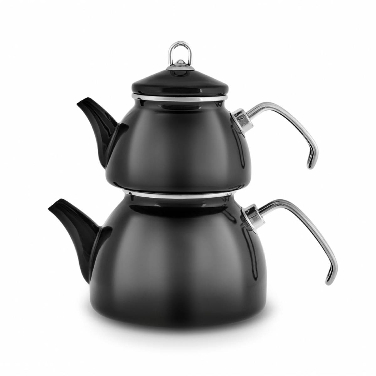 Karaca Loreto Enamel Teapot Set - Black, 8683650326236
